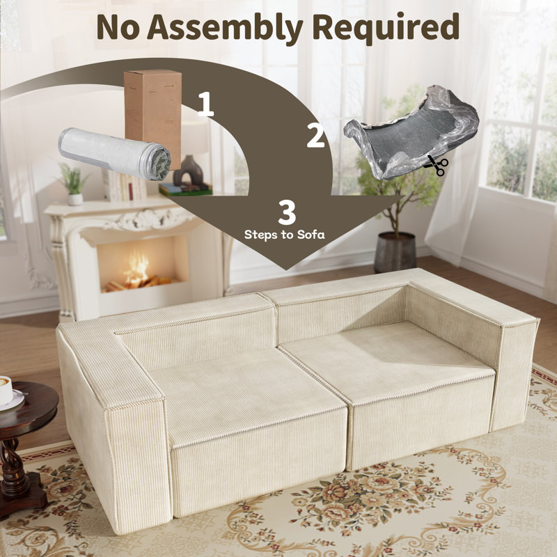  Canapé modulaire 78 po Courdoroy, Beige