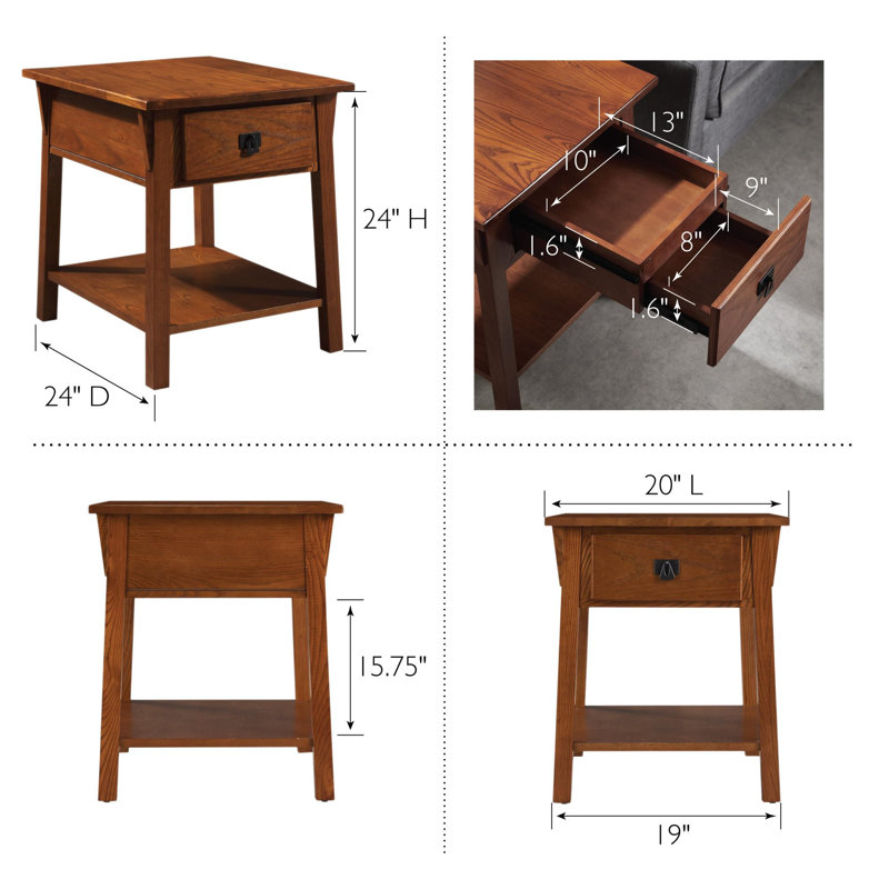 Russet Solid Wood Mission End Table with Locking Compartment