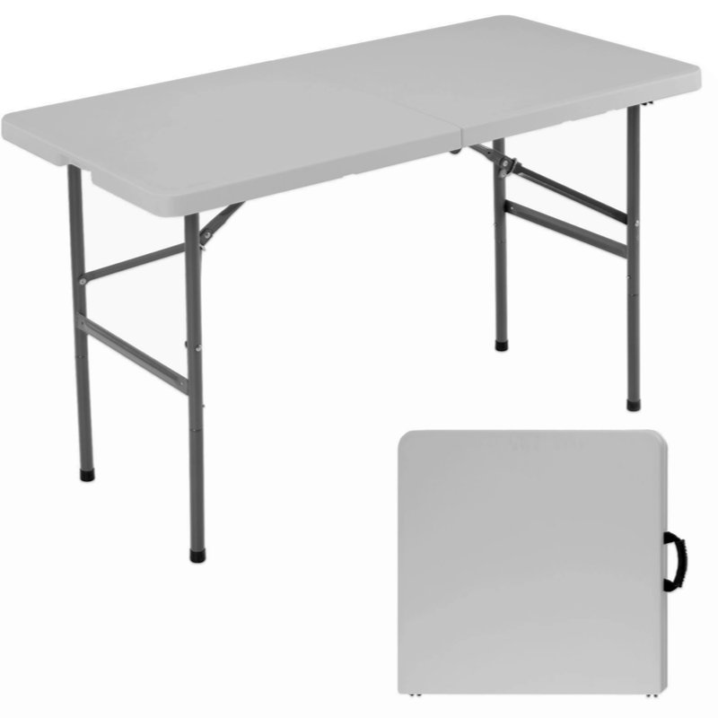48-Inch Gray Metal and Plastic Folding Camping Table