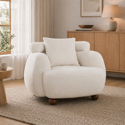 AUKFA Tissu de style chenille de style nordique 38 po avec coussin et coussin moelleux, pour salon, bureau, blanc