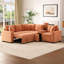 Canapé-lit d'angle modulaire orange de 306 cm (120,5 po) avec lit gigogne, espace de rangement, porte-gobelets et coussins amovibles pour un confort optimal au salon. Solution intelligente et confortable en forme de L.