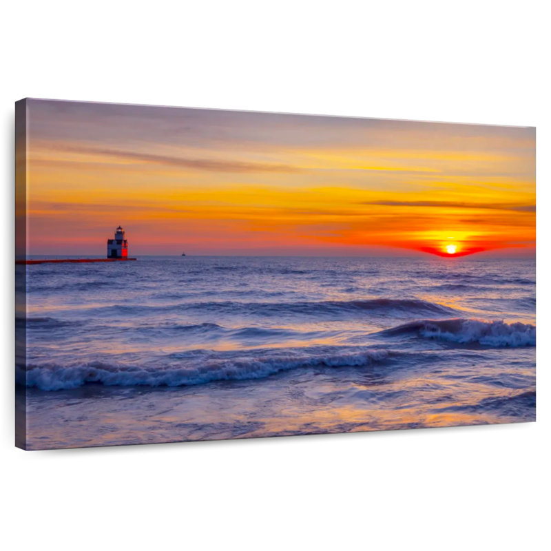 Phare d'Alvord sur le lac Michigan, H 26 po x l 39 po