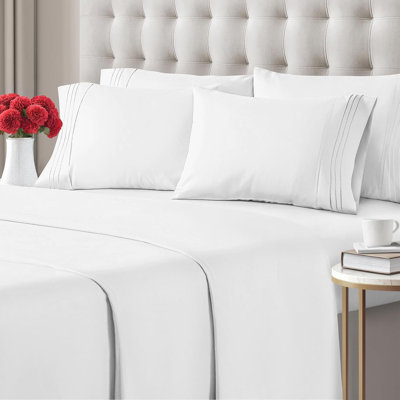 6 Piece Sheet Set, Soft Cooling Bed Sheets, Breathable & Wrinkle Free, Hotel Luxury Bedding