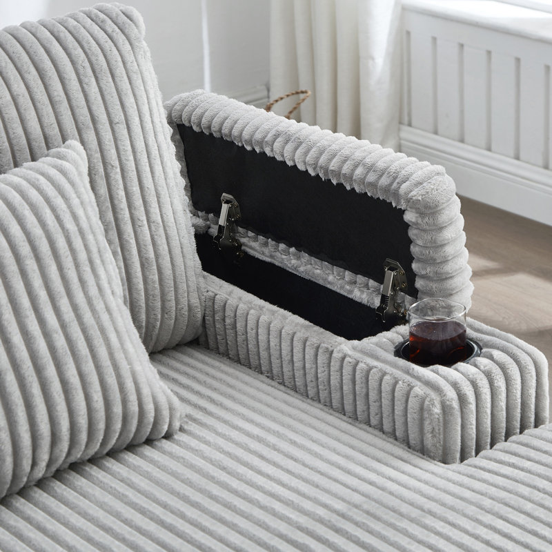 Canapé-lit moderne avec méridienne 75,5 po, Gris