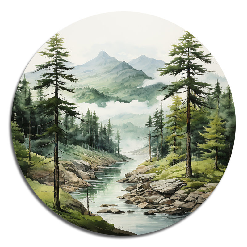 Arbre vert Gwendell - Éternelles gardiens I - Art floral rond en métal, H 29 po x l 29 po
