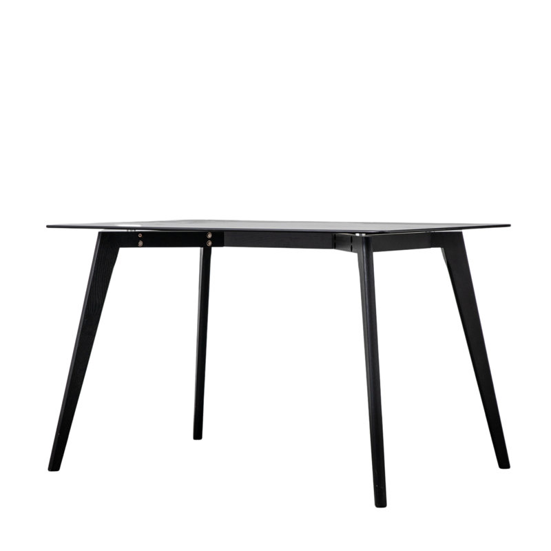 Suffolk Glass Top Solid Wood Base Dining Table