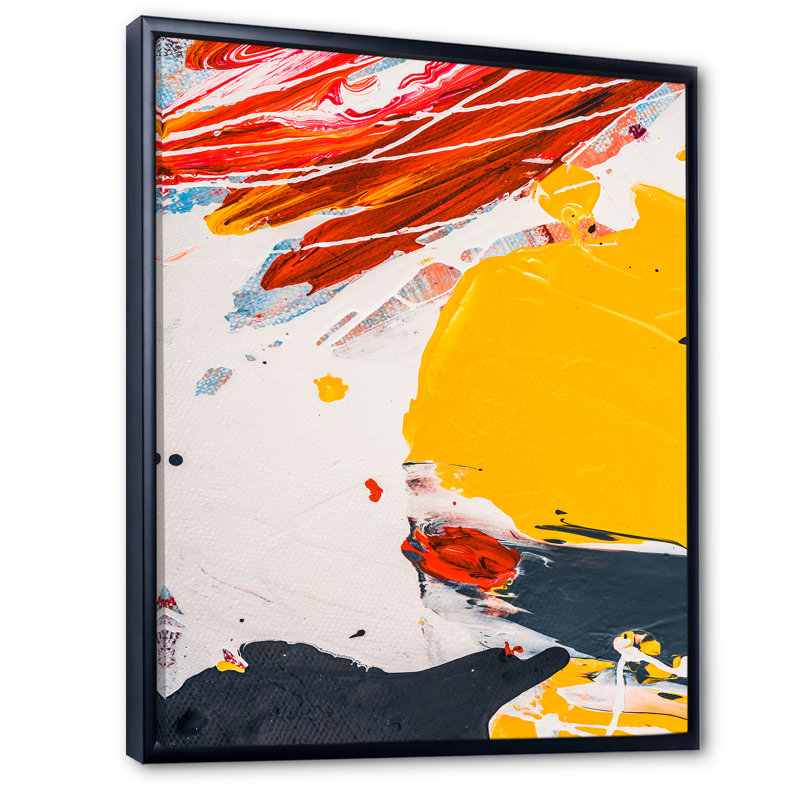 «Blue Yellow and Red Color Splatters II», reproduction d'art moderne et contemporaine sur toile, H 32 po x l 16 po x P 1 po
