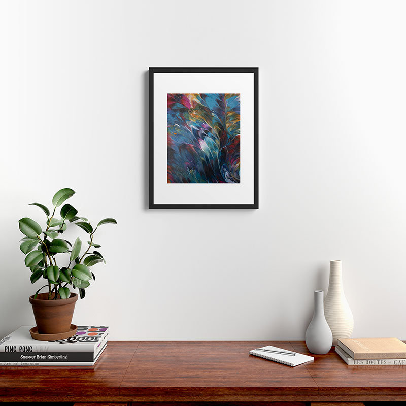 Multi Feather Splash - impression d'un seul cadre photo, Cadre noir, H 24 po x l 18 po