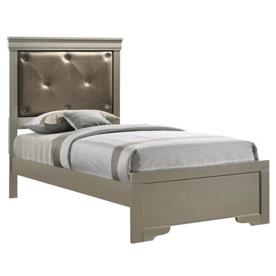 Lorana Twin Bed, Silver Champagne