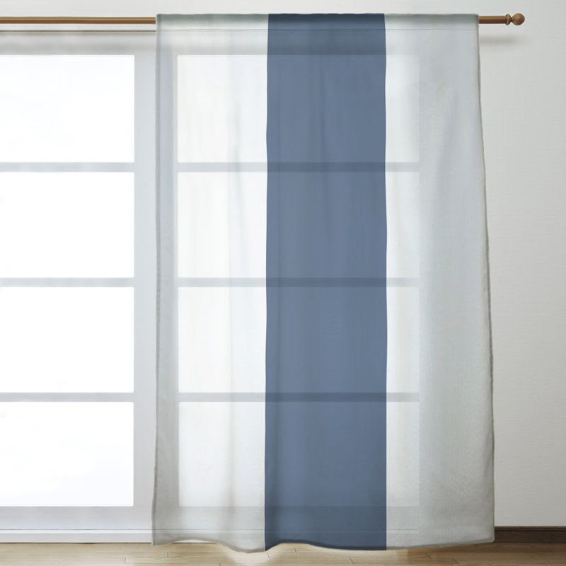 Panneau de rideau simple diaphane avec passe-tringle national hockey, Dallas Football - blanc / bleu marine