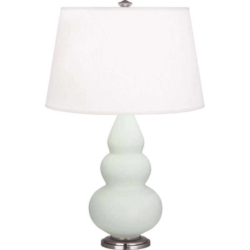 Small Triple Gourd Table Lamp, Antique Silver, Matte Celadon