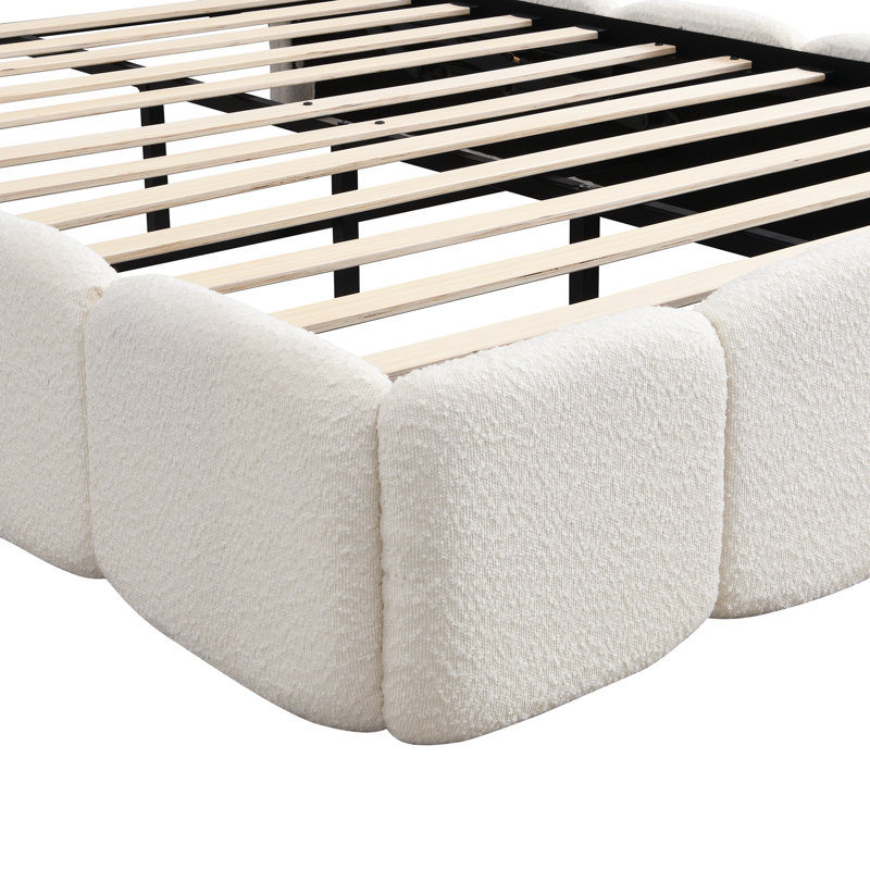 Beige Upholstered Bed, Double (4'6)