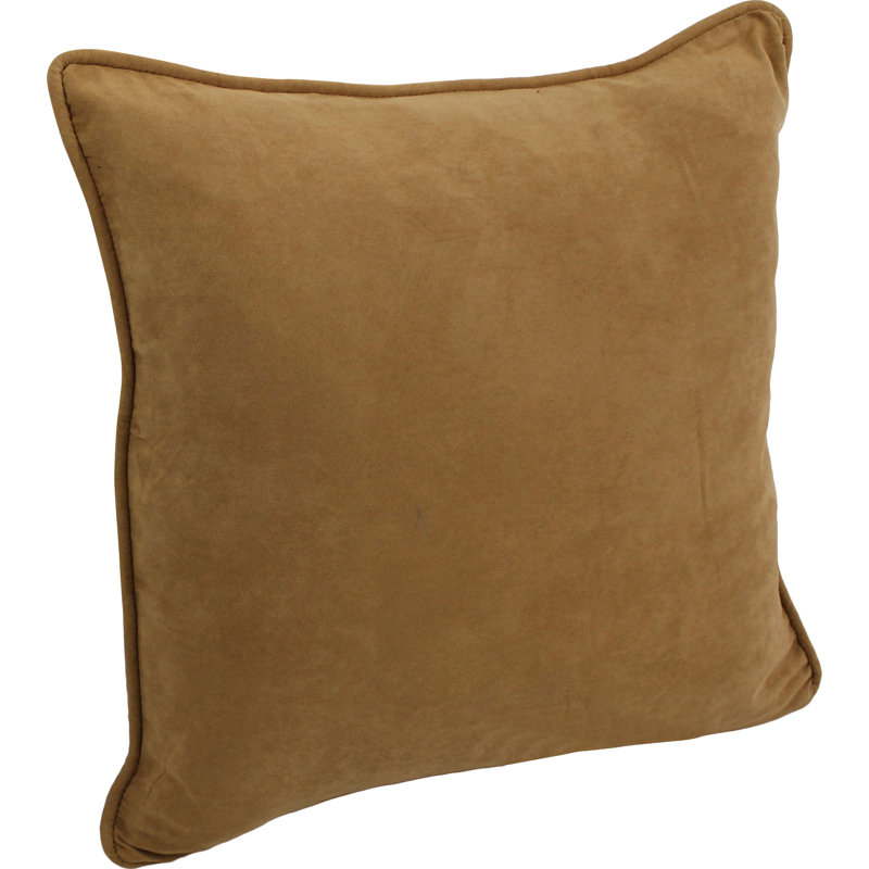 Housse et insert de coussin en microsuède jacquard carré, Chameau