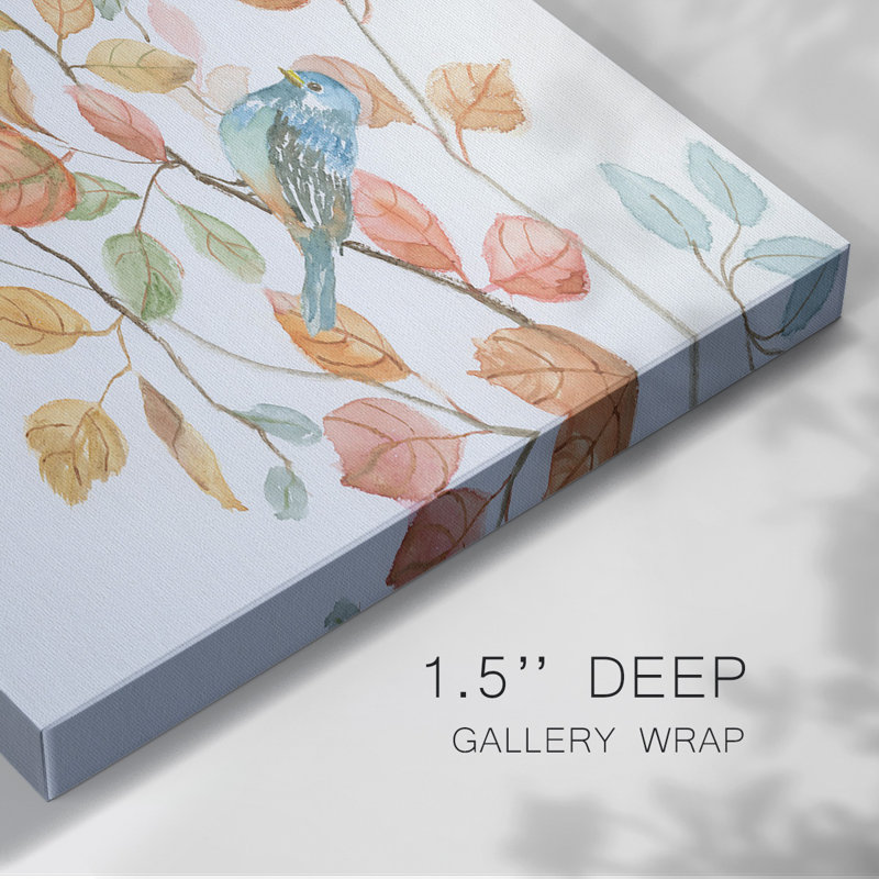 Trio d'oiseaux, toile tendue avec châssis, H 24 po x l 36 po