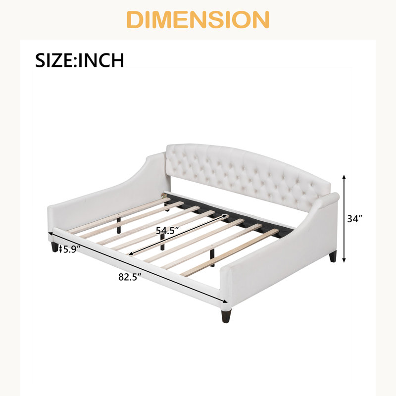 Lit de jour capitonné Modern Luxury, Beige, Complet/Double