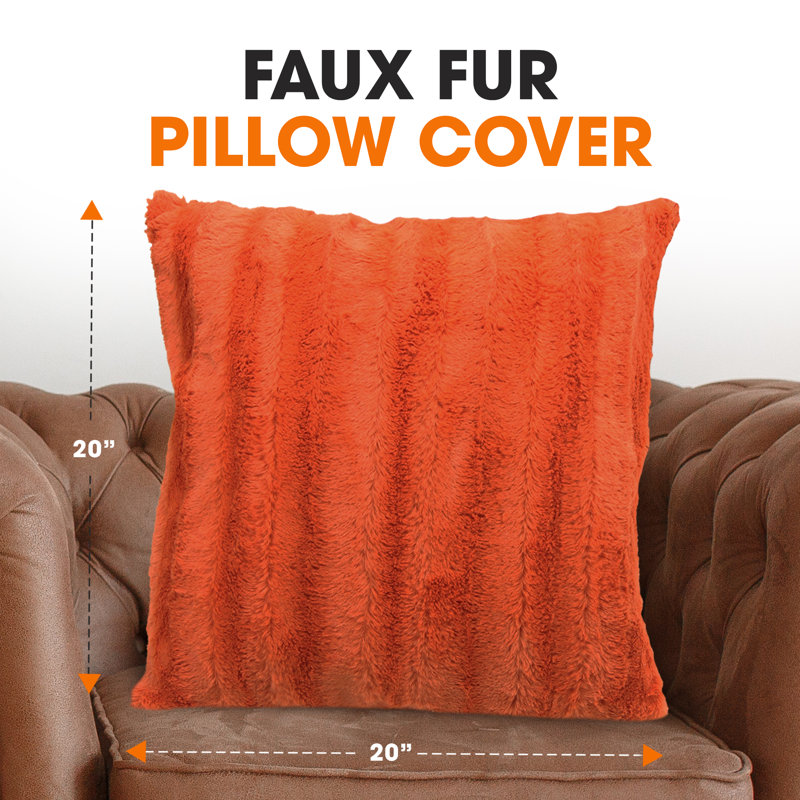 Housse de coussin en similifourrure, rouille, 20 po x 20 po