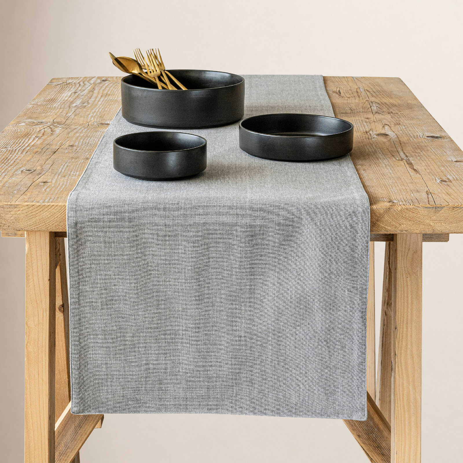 Woven Chambray Table Runnner, Gray, 18" W x 108" L