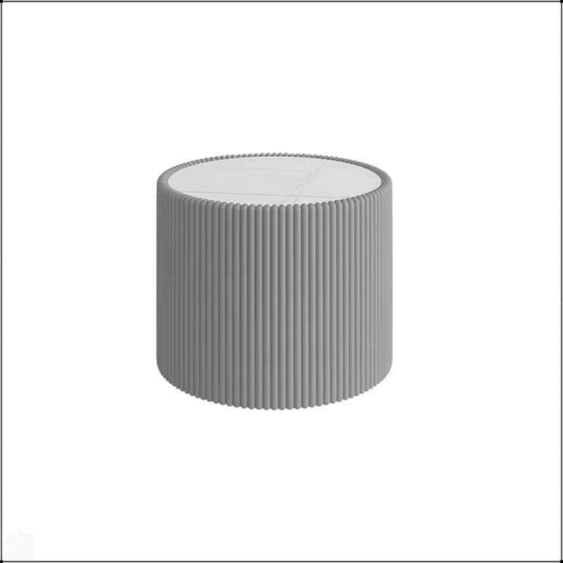 Table de bout légère en cuir de forme cylindrique pour meubles de salon modernes, durables et élégants, Gris