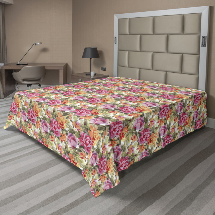 Ambesonne, drap plat floral pivoines, art botanique printanier