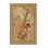 Tapis oriental brun et beige à motif de saxophone Oweda lavable à la machine