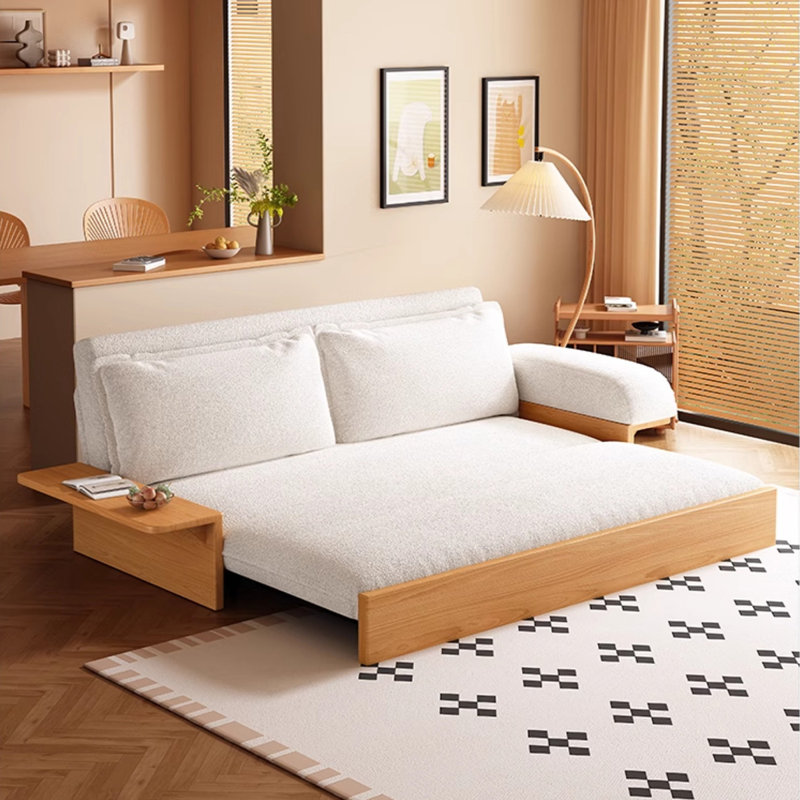 Canapé modulaire blanc et brun en molleton Teddy, H 33,07 po x l 77,17 po x P 31,5 po