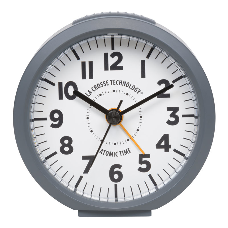 4-Inch Round Gray Atomic Analog Alarm Clock