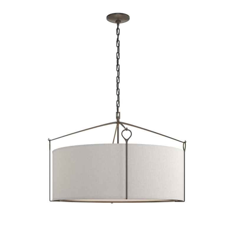 Bow 4 - Light Drum Chandelier, Dark Smoke, Flax, 19.4" H x 30" W x 30" D