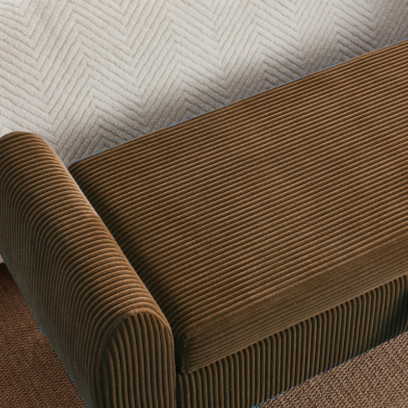 57"W Corduroy Upholstered Storage Bench