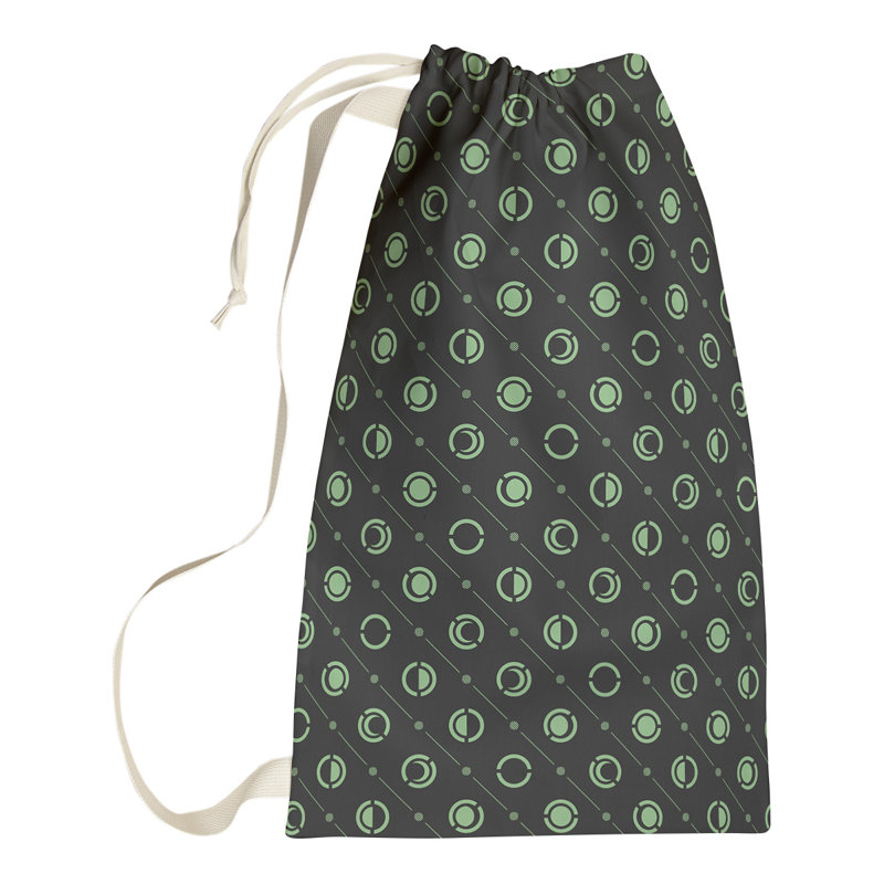 Skeffingt Fabric Laundry Bag with Handles, 29" H x 18" W x 1.5" D, Green/Black