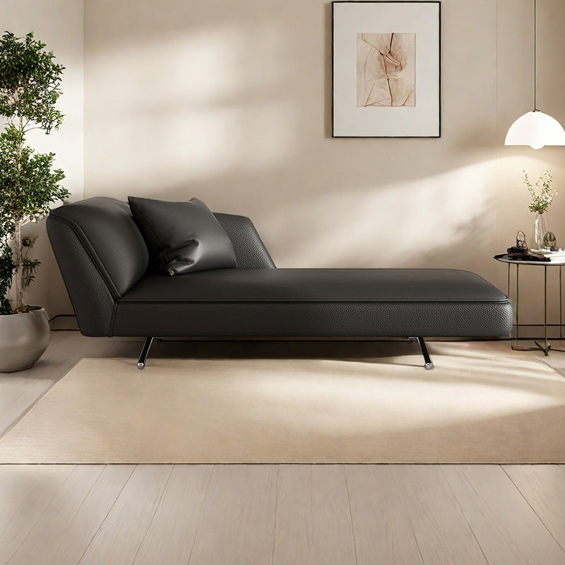 Bedroom Sofa Faux Leather Indoor Chaise Lounges, Orienté à gauche (vu de face), Noir, noir, noir, noir