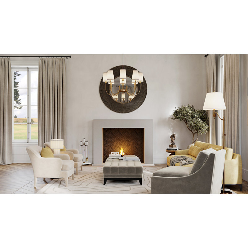 Contemporary Cast Stone Fireplace Surround with Beveled Hearth, Natural, 52" H x 70" W x 10" D