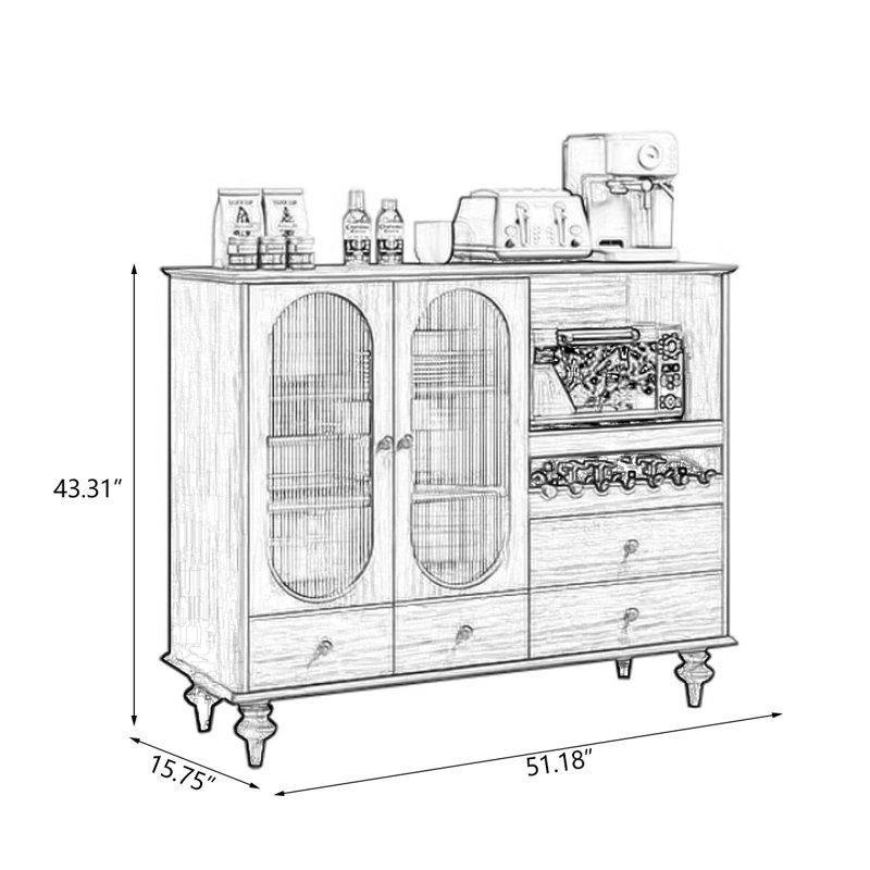 Buffet en noyer massif et bois manufacturé