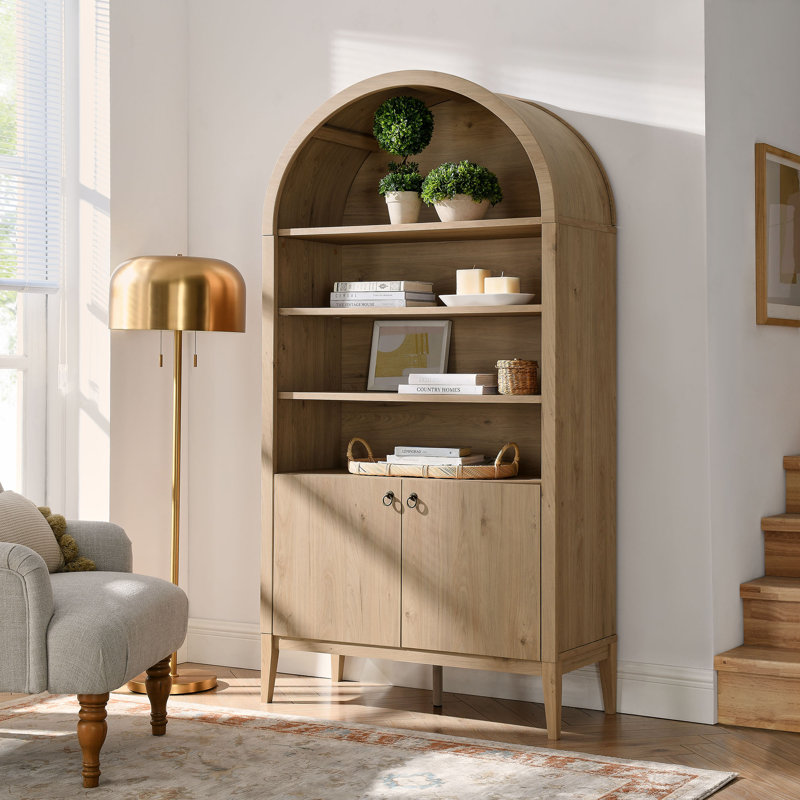 Nolan 74" Arched Storage Cabinet Bookshelf