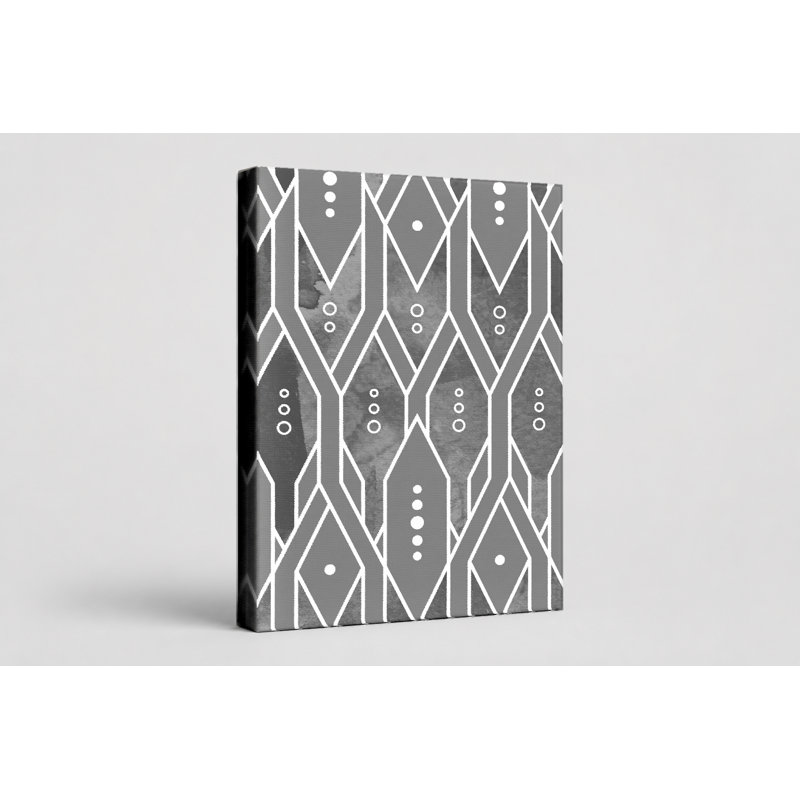 Gris, motif de losanges géométriques - art mural sur toile, 12" W x 18" H