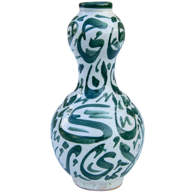 Accent en céramique de calligraphie verte rétro faite à la main