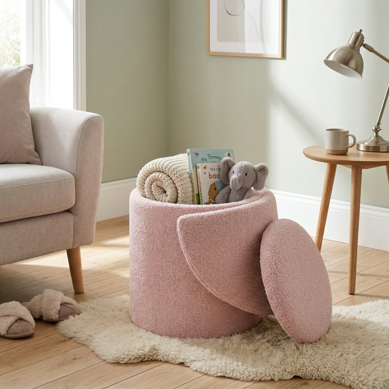 Manufactured Wood Accent Stool, Pink