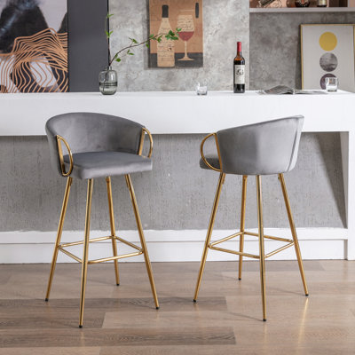 Tabourets Dardar, avec repose-pieds chromé et base / tabouret de bar simple Golden Leg