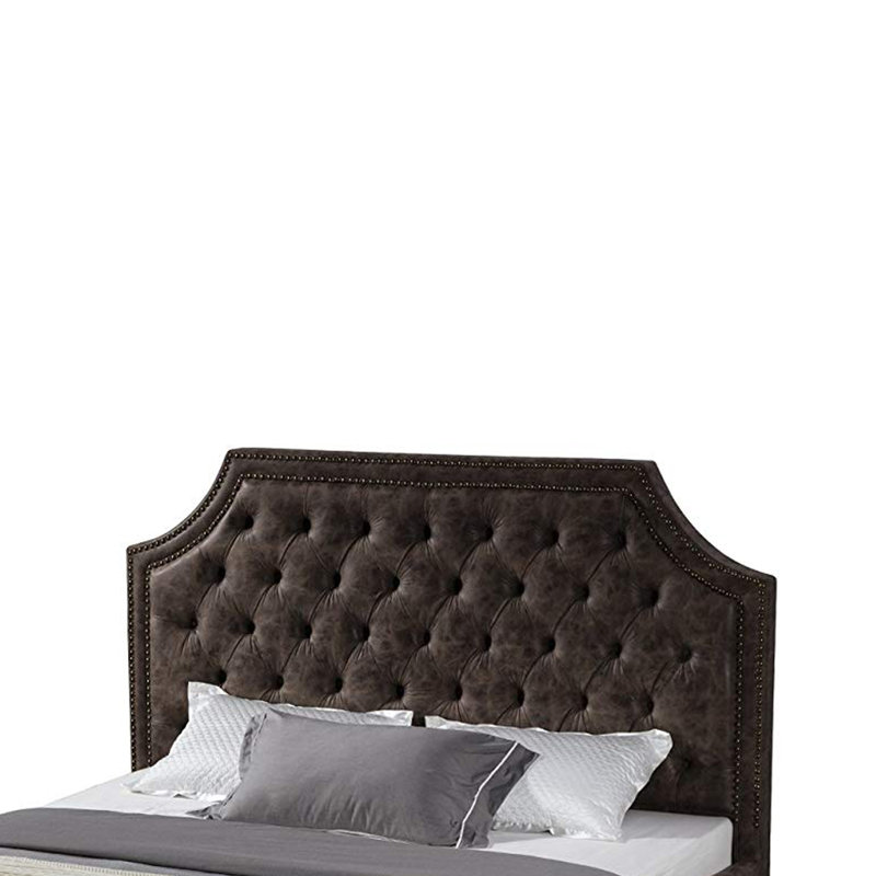 Vegan Leather Platform Bed, Dark Gray, California King