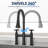 Bridge Kitchen Faucet with Cross Handle, Pull Down Sprayer, 8 Inch 3 Holes Widespread Sink Faucet-63609100