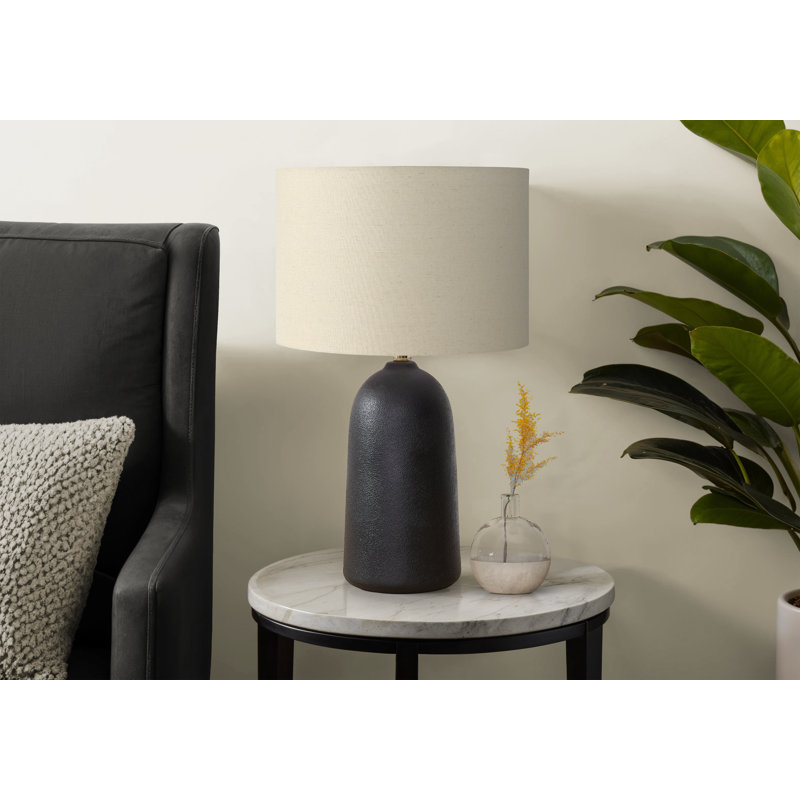 Lighting, 27 po, lampe de table, céramique, abat-jour beige, contemporain, moderne, Noir