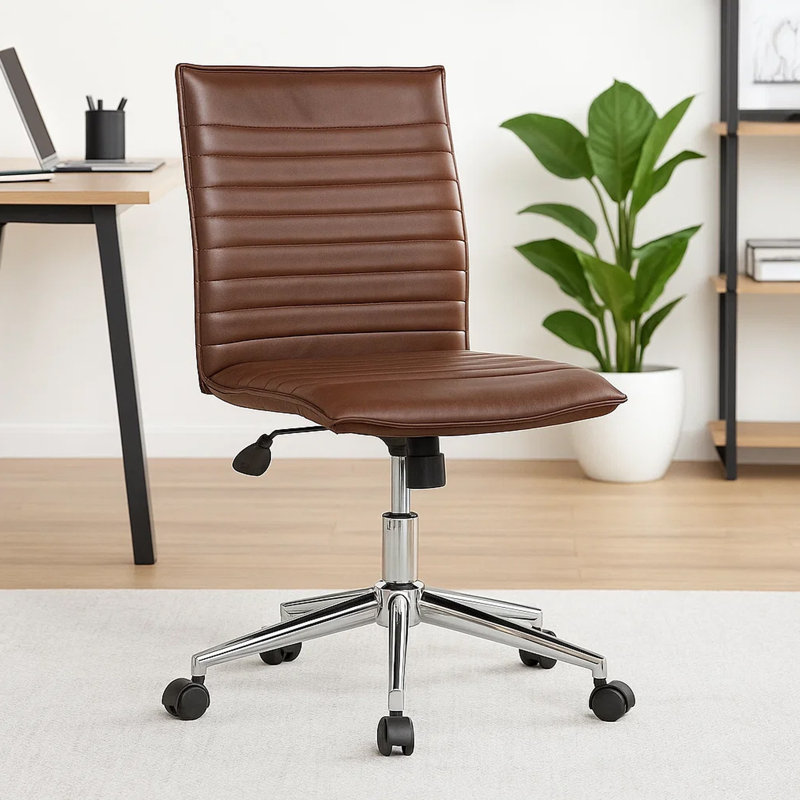 Fauteuil roulant sans accoudoirs de qualité commerciale avec base chromée Herry, Brun