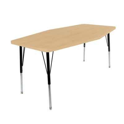 34" x 60" Long Hex Thermofused Activity Table with Adjustable Standard Swivel Glide Legs