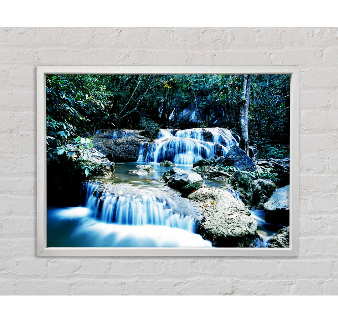 Rocky Waterfall Woodland - Einzelner Bilderrahmen Kunstdrucke auf Leinwand