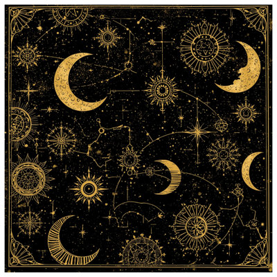 Golden Celestial Moons Wall Tapestry - Astrology Wall Decor