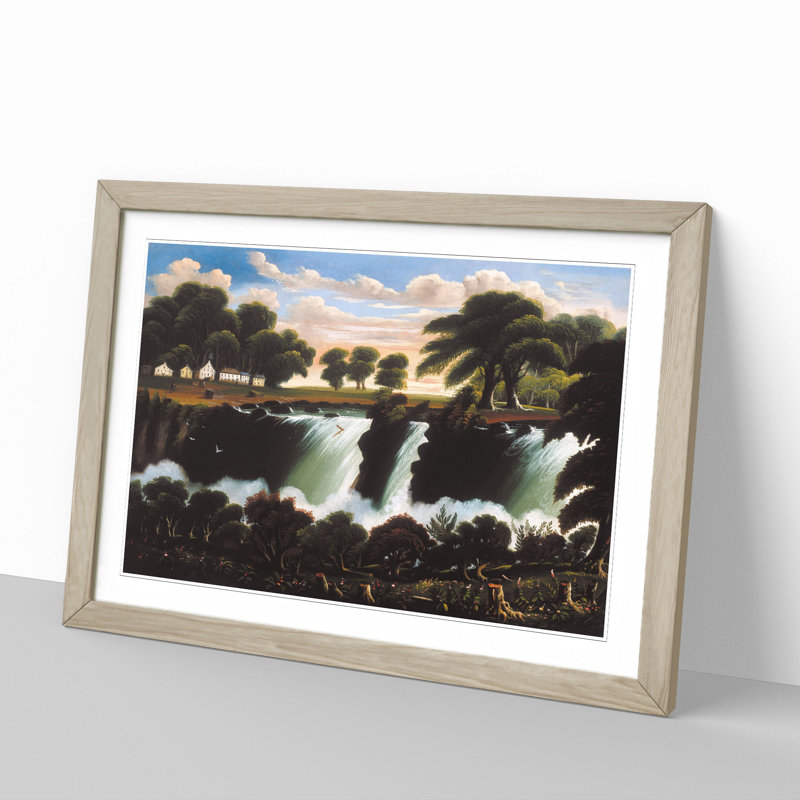 Genesee Falls in Rochester by Thomas Chambers - Framed Print, 36cm H x 48cm W x 2cm D, Oak Framed