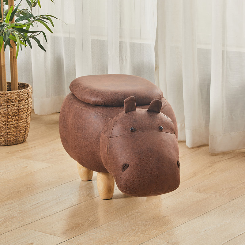 Broadbent 62cm Wide Faux Leather Novelty Solid Colour Ottoman with Storage, Brown