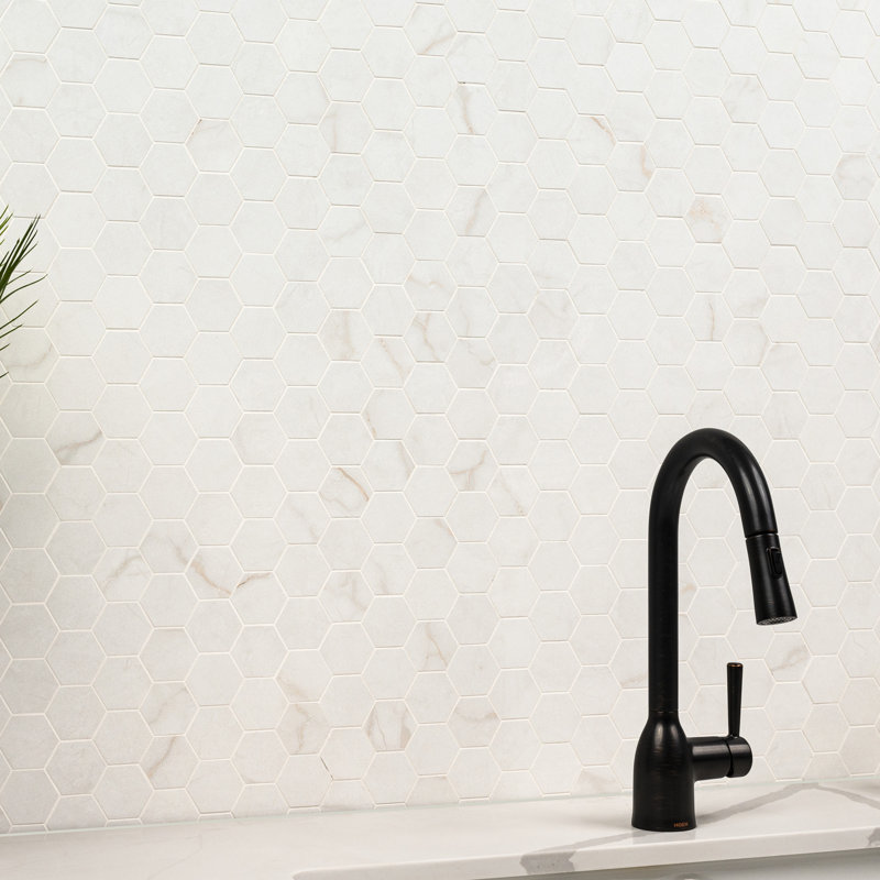 Beldale Hexagon 12 in. x 12 in. Polished Porcelain Mosaic Floor and Wall Tile, Carmara