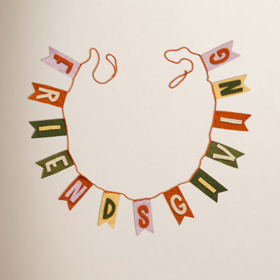 Friendsgiving Wool Felt Garland Orange Thanksgiving