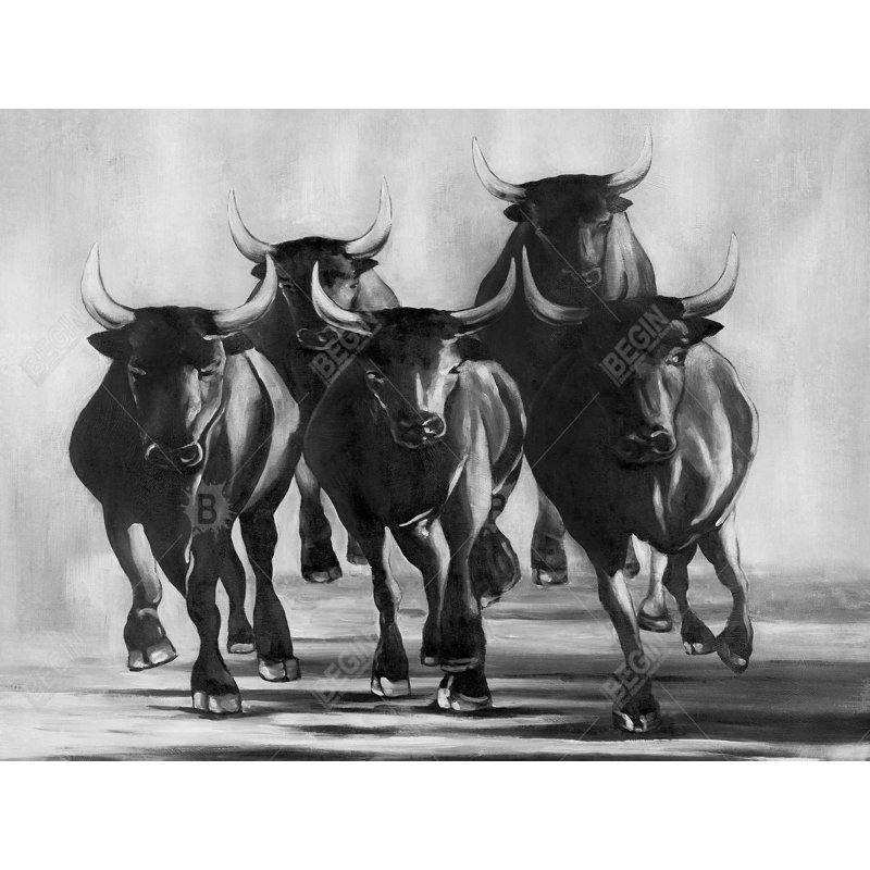 Polyester Sateen Duvet Cover, Twin Duvet, White Group Of Bulls At Galops