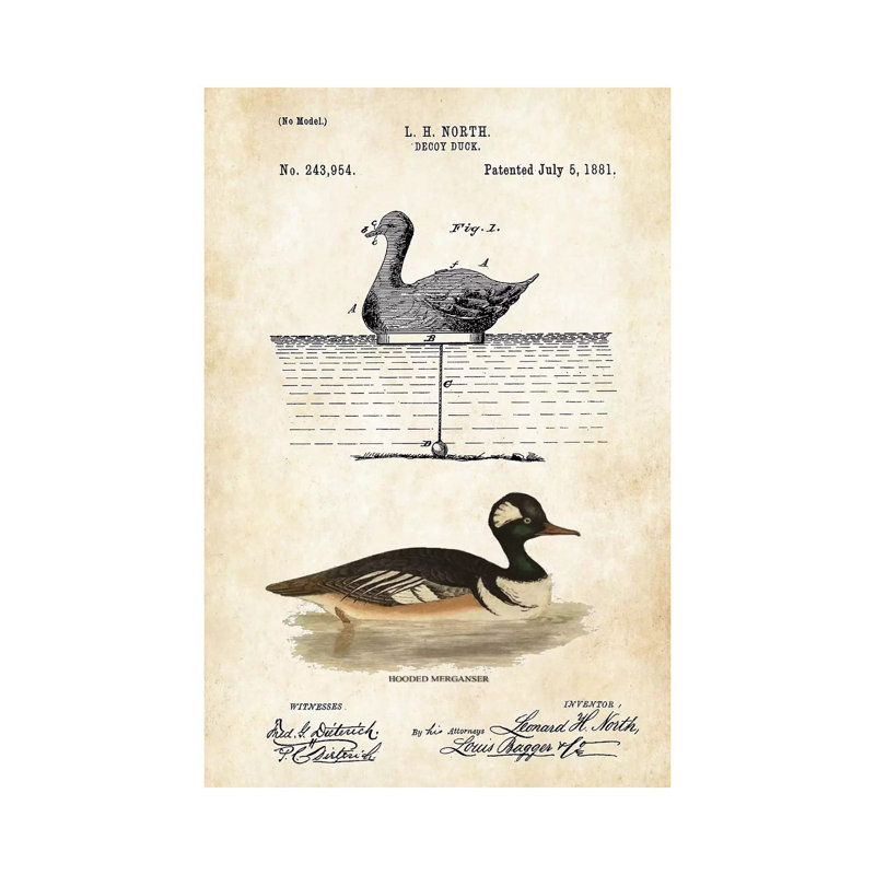 Duck Decoy by Patent77 - Wrapped Canvas Gallery-Wrapped Canvas Giclée, 66.04 cm H x 45.72 cm W x 1.91 cm D